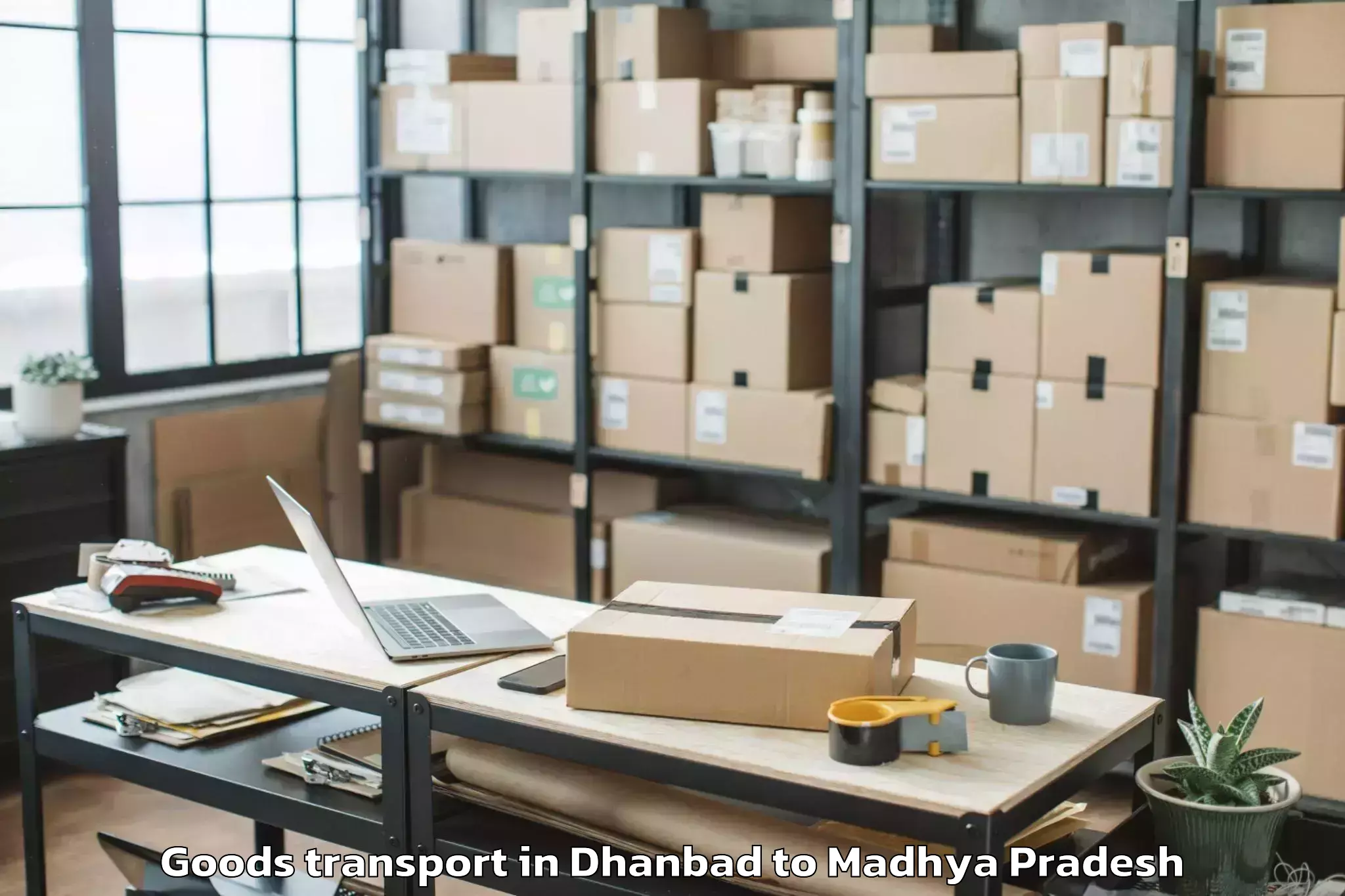 Discover Dhanbad to Abhilashi University Satna Goods Transport